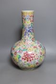 A Chinese famille rose millefleur vase,40cms high.