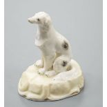 A rare Samuel Alcock porcelain model of a saluki or Persian greyhound, impressed mark 252, 8.3 cm