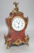 19th century French tortoiseshell veneered mantel clock,31cms high.