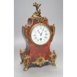 19th century French tortoiseshell veneered mantel clock,31cms high.