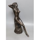 Ronald Cameron (b.1930), cold cast resin bronze, seated female nude, applied badge and numbered