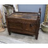 A 19th century chip carved grain chest/coffer, width 94cm, depth 52m, height 80cm (a.f.)