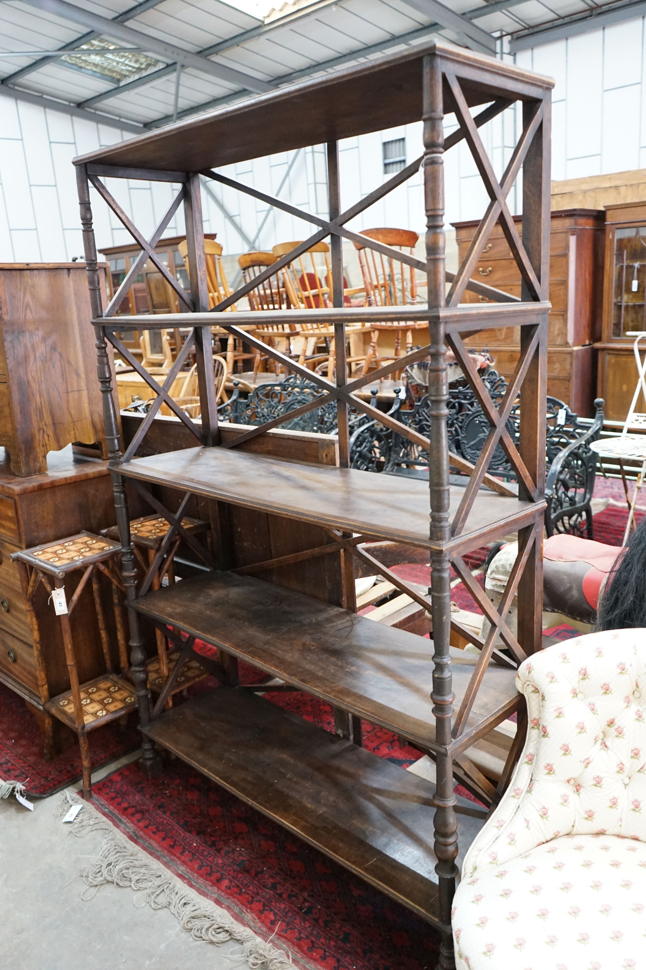 A Regency style four tier open bookcase, width 120cm, depth 38cm, height 184cm - Image 2 of 3