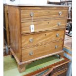 A George III mahogany hinged top commode with dummy drawer front and brass handles, width 66cm,