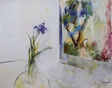 Giuliana Presco, oil on canvas, ‘The Waiting’, signed and dated ’91, 60 x 75cm