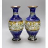 A pair of Doulton Lambeth vases, c.1885 - 25cm tall