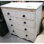 A Victorian painted pine chest, length 118cm, depth 54cm, height 120cm