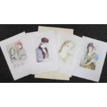 Marie Laurencin, 5 original lithographs, book illustrations pub. 1939, 25 x 17cm, unframed.