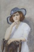 S. Parr, watercolour, Portrait of a young lady, signed, 34 x 22cm