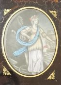 A Regency reverse painting of Brittania,13.5 cms wide x 18.5 cms high.