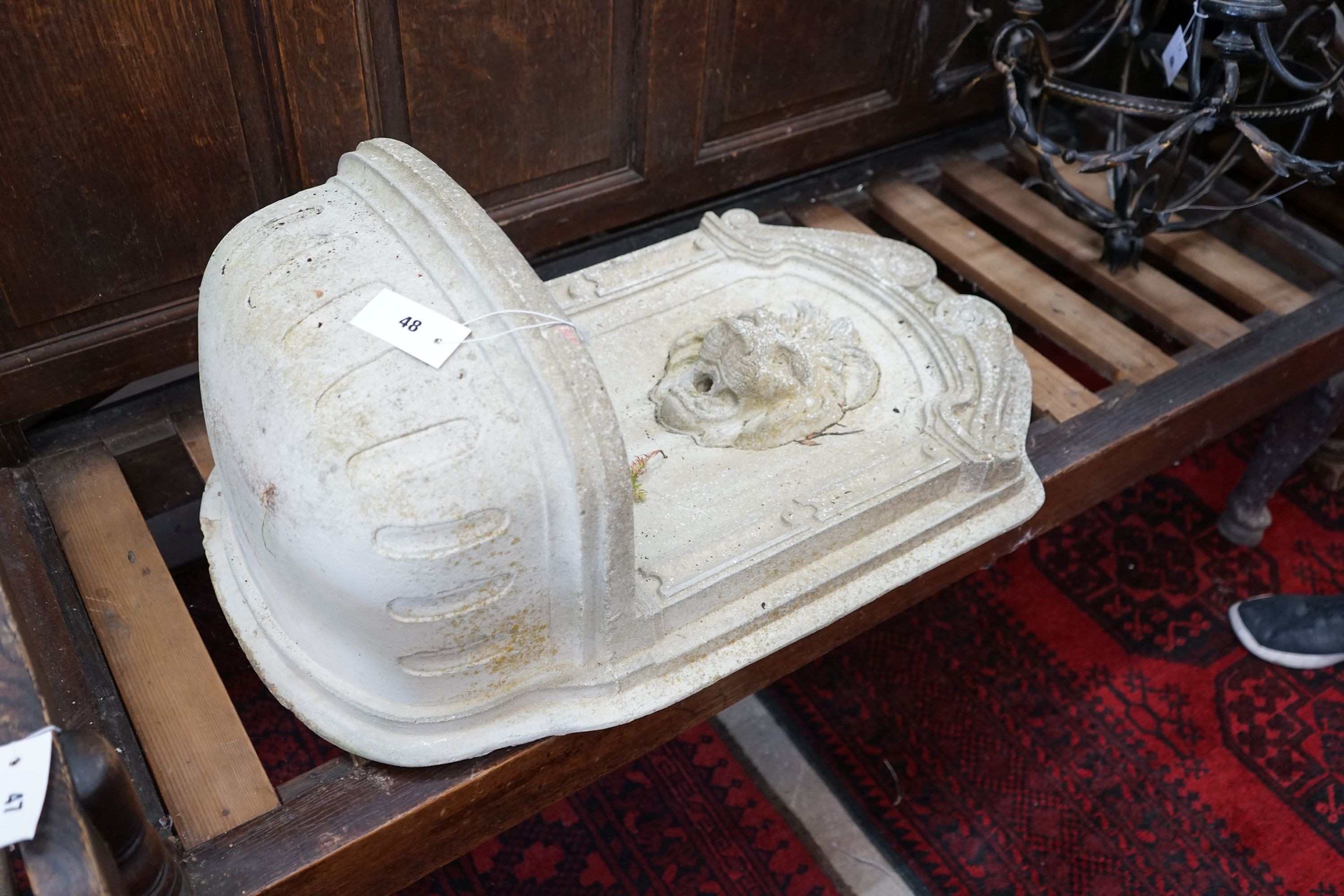 A reconstituted stone garden fountain with lion mask spout, height 75cm - Image 3 of 3