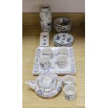 A blue and white tea set