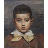 German School, oil on canvas, portrait of a young boy, indistinctly signed and dated 1928, 39 x