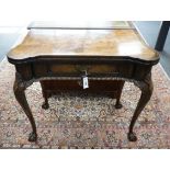 A George II revival walnut card table, width 88cm depth 45cm height 75cm