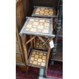 A pair of late Victorian tiled bamboo two-tier plant stands, height 74cm