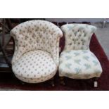 Two Victorian buttoned back upholstered side chairs, larger width 70cm, height 72cm