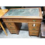 A Victorian mahogany military style pedestal desk with brass recessed handles, width 102cm, depth
