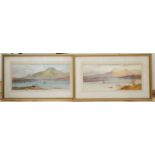 William Henry Earp (1831-1914), pair of watercolours, Loch scenes, signed, 25 x 55cm