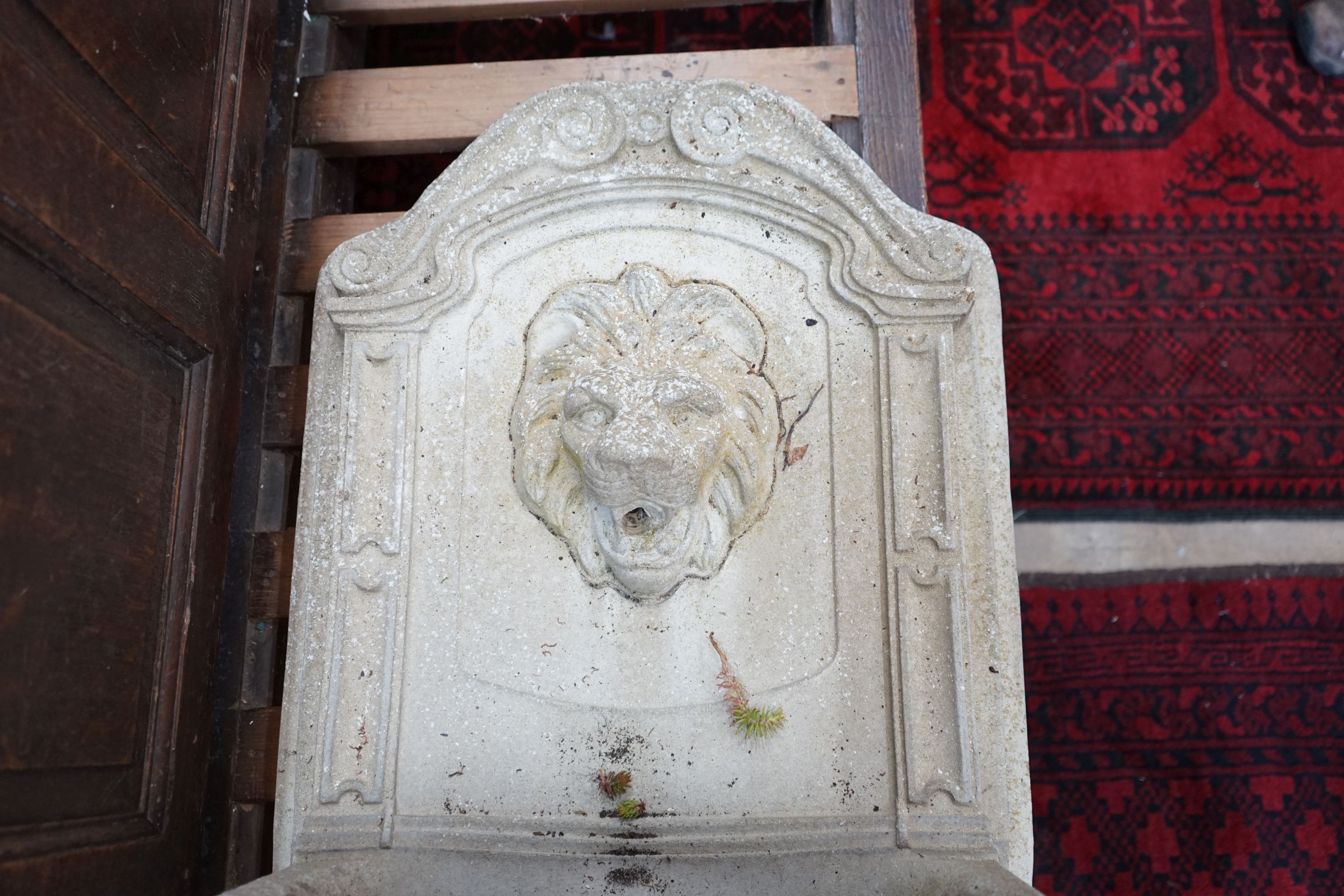 A reconstituted stone garden fountain with lion mask spout, height 75cm - Image 2 of 3