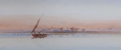 Augustus Osborne Lamplough, A.R.A., R.W.S (1877-1930), watercolour, 'Feluccas on the Nile at Aswan',