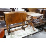 A Victorian mahogany tripod wine table, cut-down, width 60cm, height 56cm together with a Sutherland