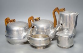 A Picquot ware aluminium five piece tea set