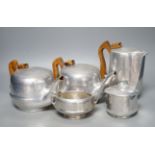 A Picquot ware aluminium five piece tea set