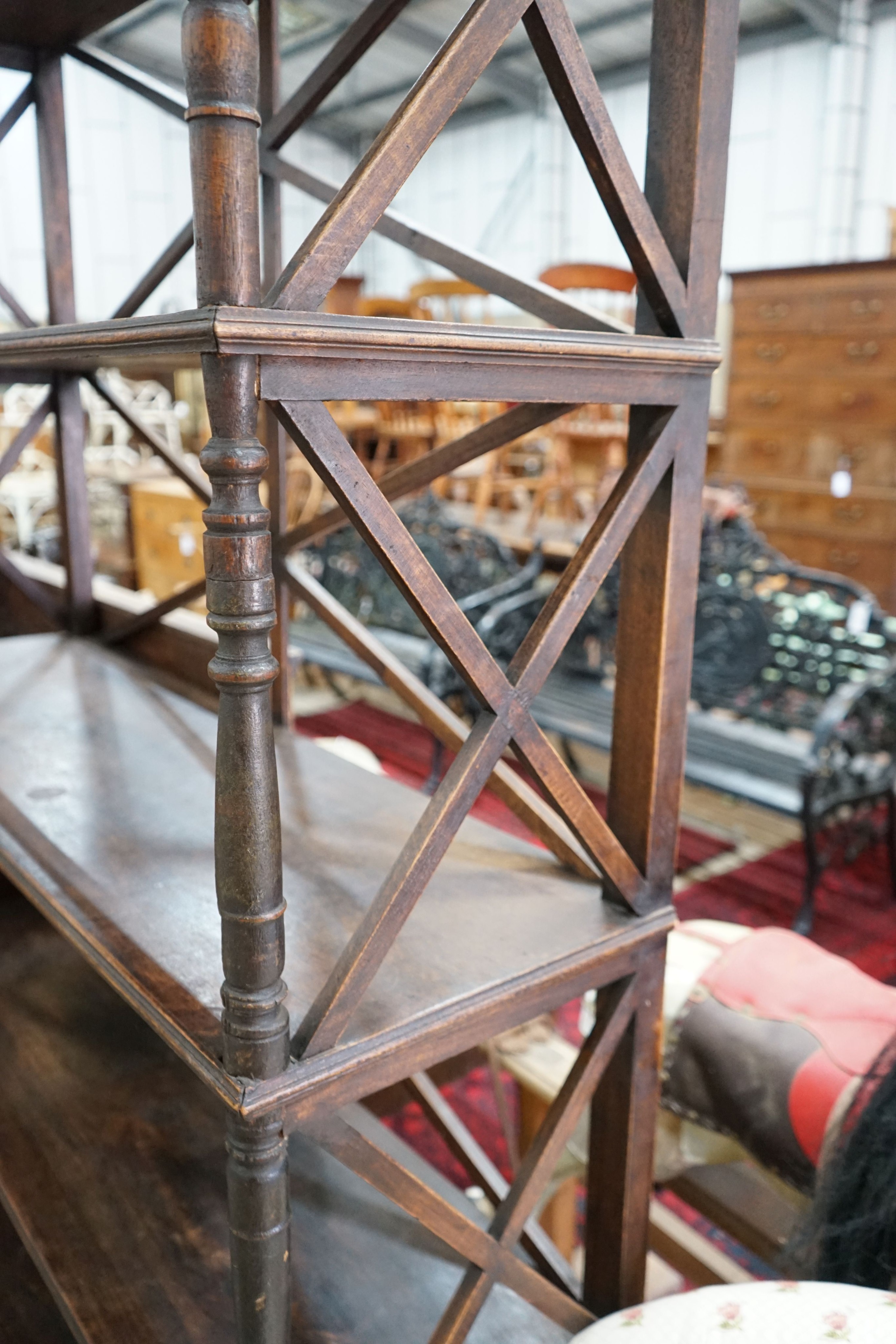 A Regency style four tier open bookcase, width 120cm, depth 38cm, height 184cm - Image 3 of 3