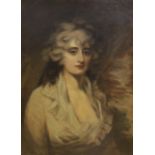 After Sir Henry Raeburn, oil on canvas, Portrait of a lady, 72 x 53cm