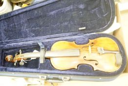 A 19th century German violin stamped Hopf, cased