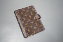 A leather Louis Vuitton brown monogram pattern repertoire agenda case, in original box