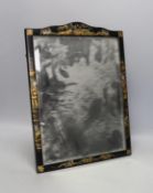 A 1920s chinoiserie japanned dressing easel mirror, 41.5x31cm