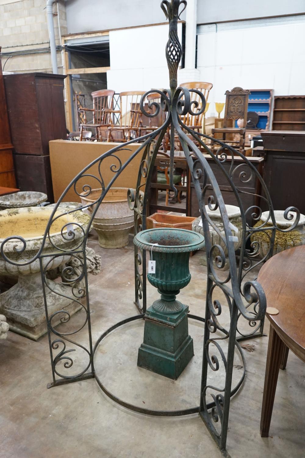 A painted wrought iron circular well head canopy, diameter 140cm, height 200cm - Image 2 of 3