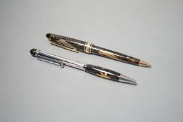 Two Japanese Namiki type Maki-e lacquer ballpoint pens