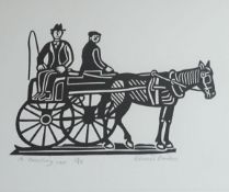 Edward Bawden, wood engraving, 'A Jaunting Car', signed in pencil, 15/25, 25 x 30cm