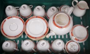 A Royal Worcester 'Beaufort' red tea service for eight