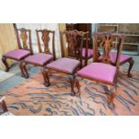 A set of six reproduction George III style mahogany dining chairs, width 64cm, depth 50cm, height