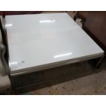 A BB Italia square white and brushed metal coffee table, width 110cm, height 35cm