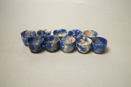 A set of ten Chinese lapis lazuli cups, 2.5cm tall