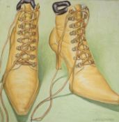 Adam Wedgewood (b.1962), oil on canvas, 'Yellow lace up ankle boots', signed, 30 x 30cm