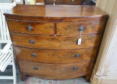 A Regency mahogany bow front chest, width 106cm, depth 53cm, height 104cm