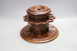 A Dunhill mahogany ‘airtight’ tobacco box/pipe holder,15cm high.