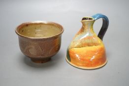 Ray Finch, a small Winchcombe pottery bowl and a studio pottery jug, 10cm