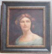 Knighton-Hammond, oil on board, Portrait of a lady, signed, 23 x 21cm