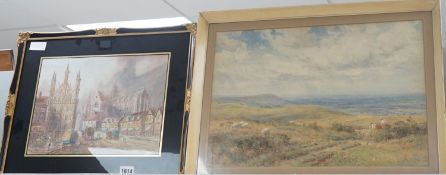 Sir Ernest Waterlow, watercolour, 'On Ditchling Beacon, Sussex', signed, 37 x 53cm and a watercolour