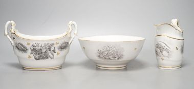 A Barr Flight and Barr cream jug bat printed with baskets of flowers and hell with additional gilded