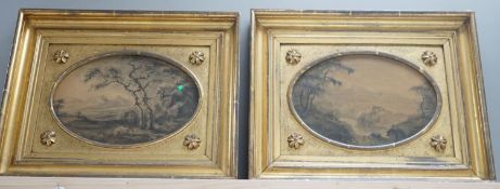 Reverend William Gilpin (1724-1804), pair of monochrome watercolours, River landscapes, Miles