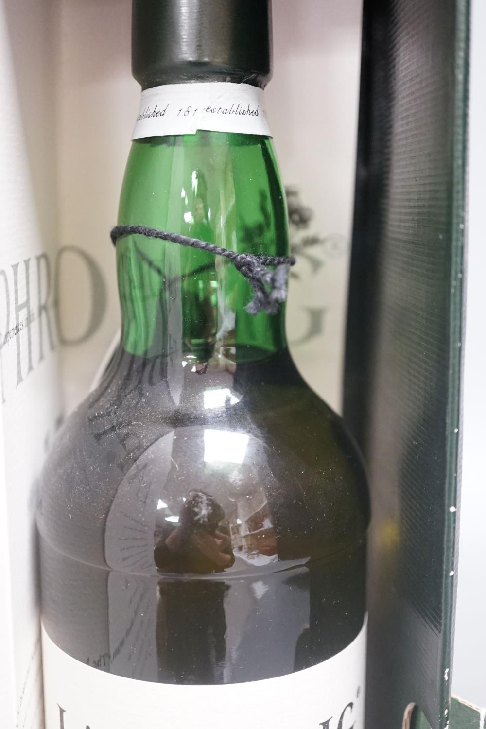 ° ° A cased bottle of Laphroaig single Islay malt whisky signed by Margaret Thatcher. - Image 2 of 2