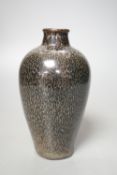 A Chinese oil spot glaze vase, Song style, 27 cms high.