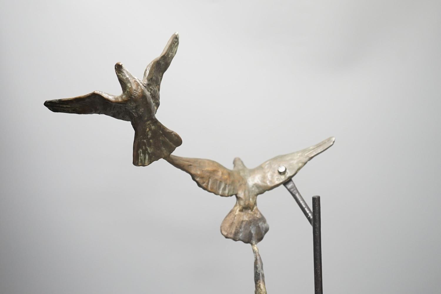 A bronze bird group, ‘Flight’ ‘97, signed Hayter,55.5 cms high. - Image 2 of 5